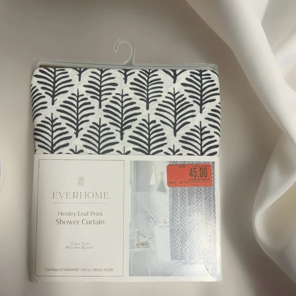 Everhome 72-Inch X 72-Inch Henley Leaf Long Shower Curtain in Maritime Blue